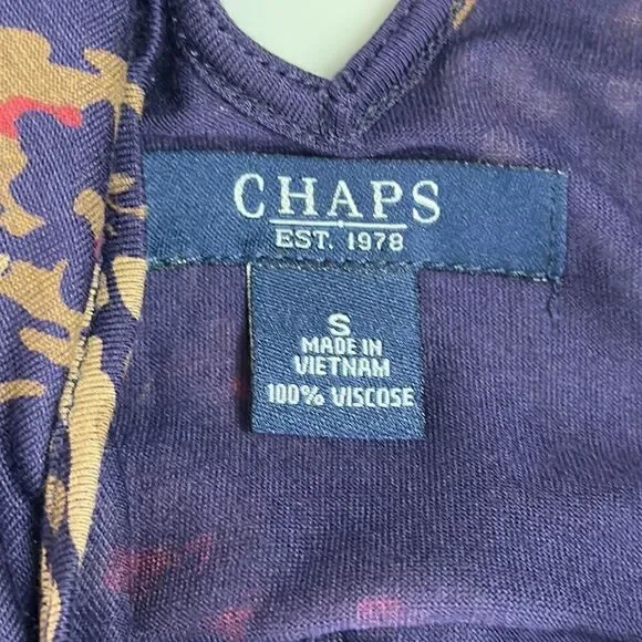 NWT New Chaps Viscose Top Tee Blouse Floral Purple Ruffle Front Sleeveless S - Picture 10 of 13